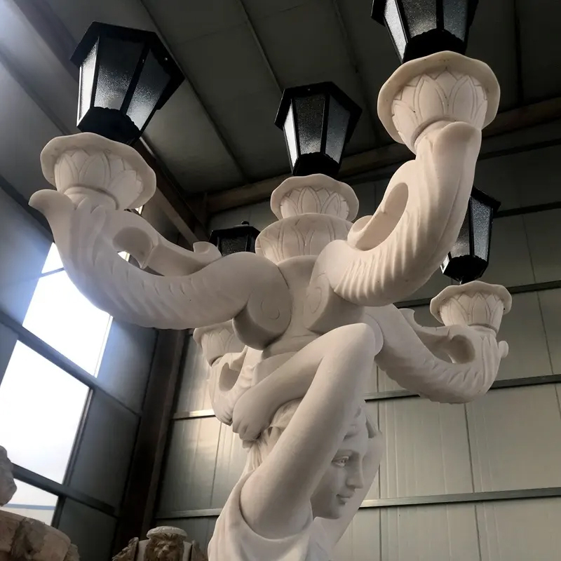 Monumental Marble Lady Statue Lamp