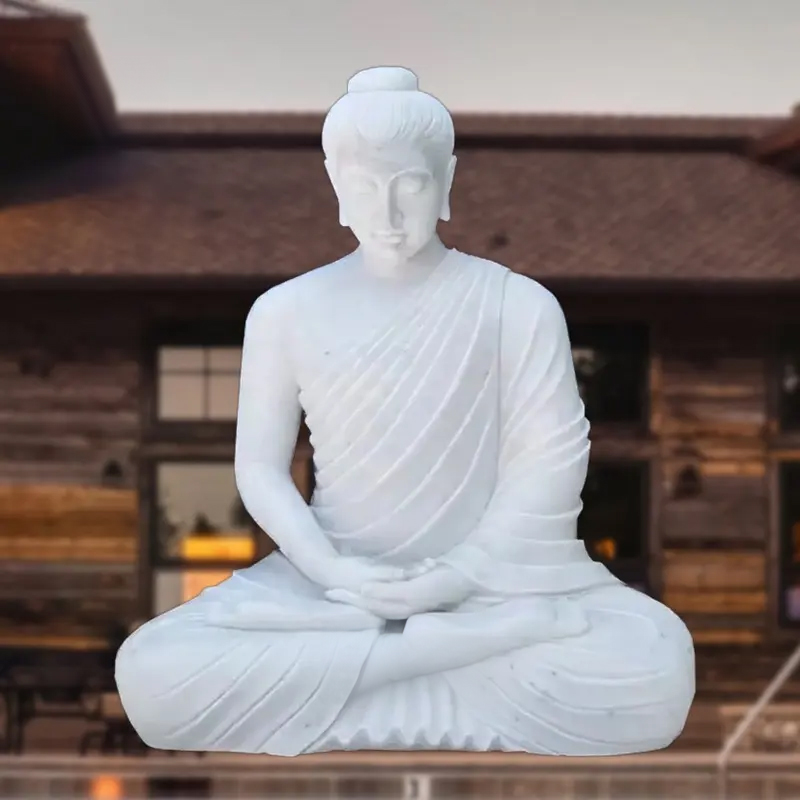 Outdoor Sakyamuni Buddha Statue white marble