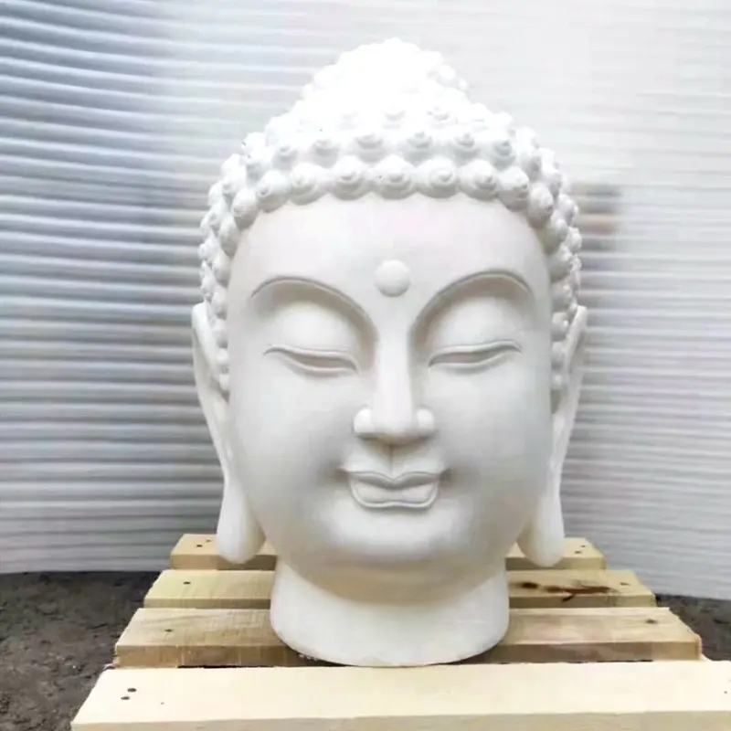 Outdoor White Buddha Face Statue garden