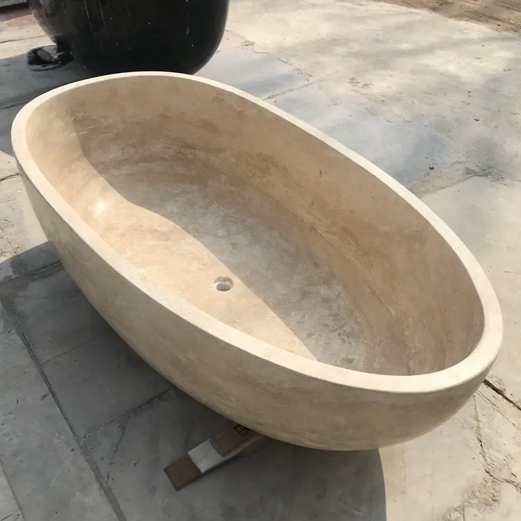 Oval Stone Bathtub minimalist marble bath