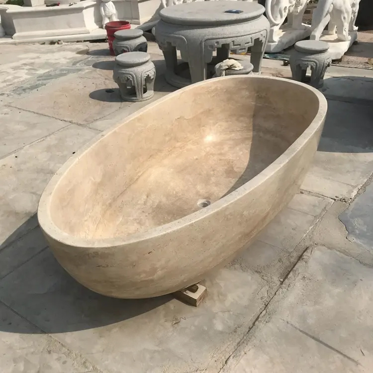 Oval Stone Bathtub solid stone freestanding tub