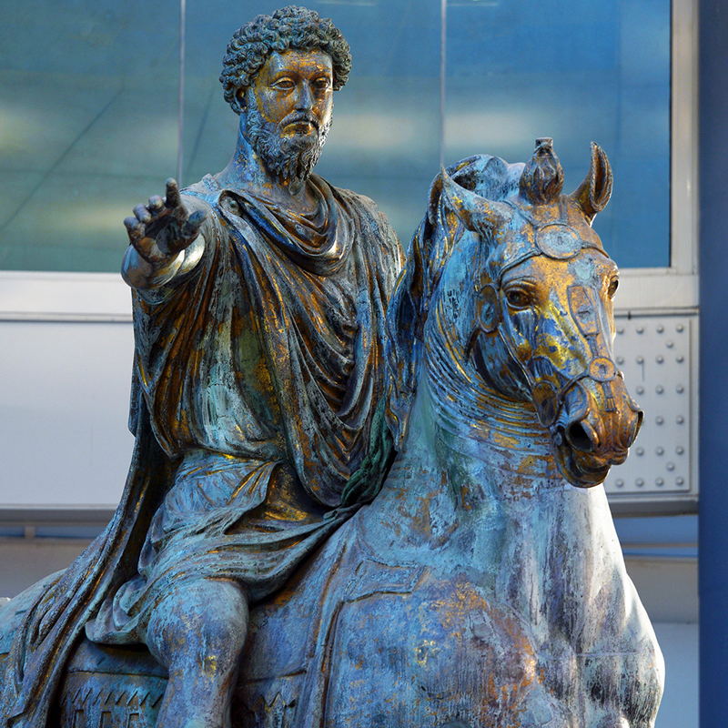Sculpture Marcus Aurelius bronze gilded details