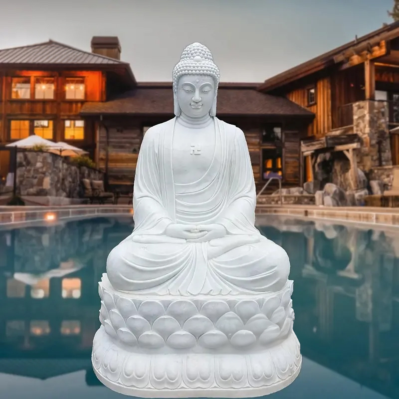 Seated Buddha Sculpture white marble statue