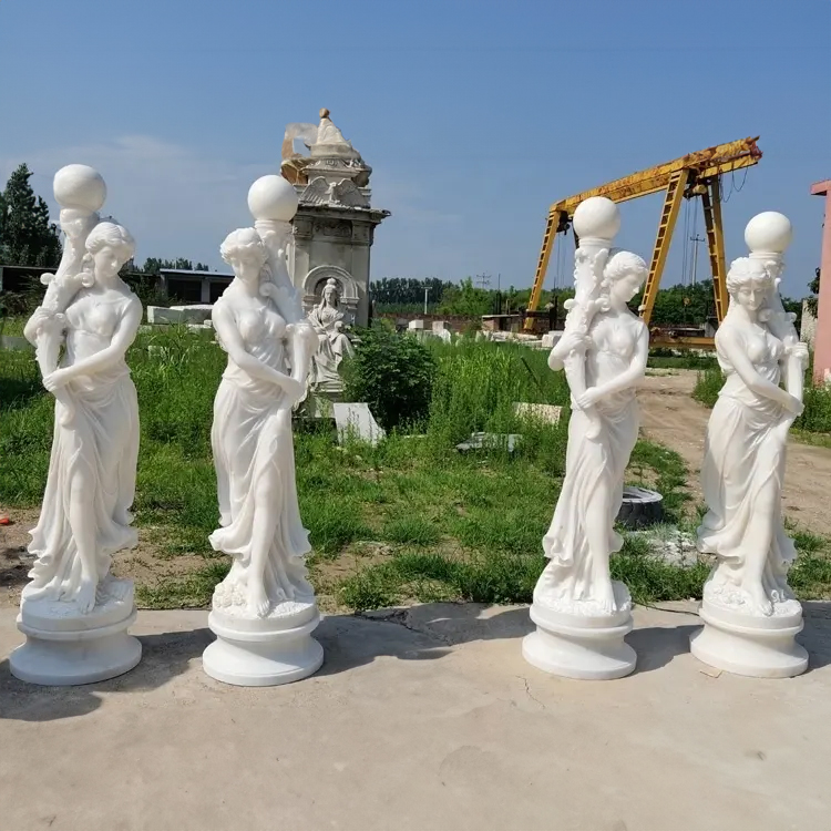 Standing Lady Lamp marble statue outdoor