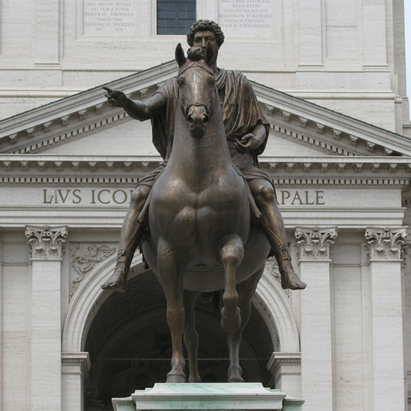 The bronze Statue of Marcus Aurelius front view