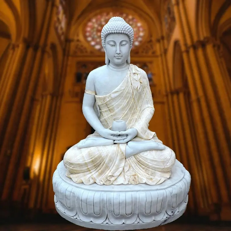 Tibetan Shakyamuni Buddha marble seated statue