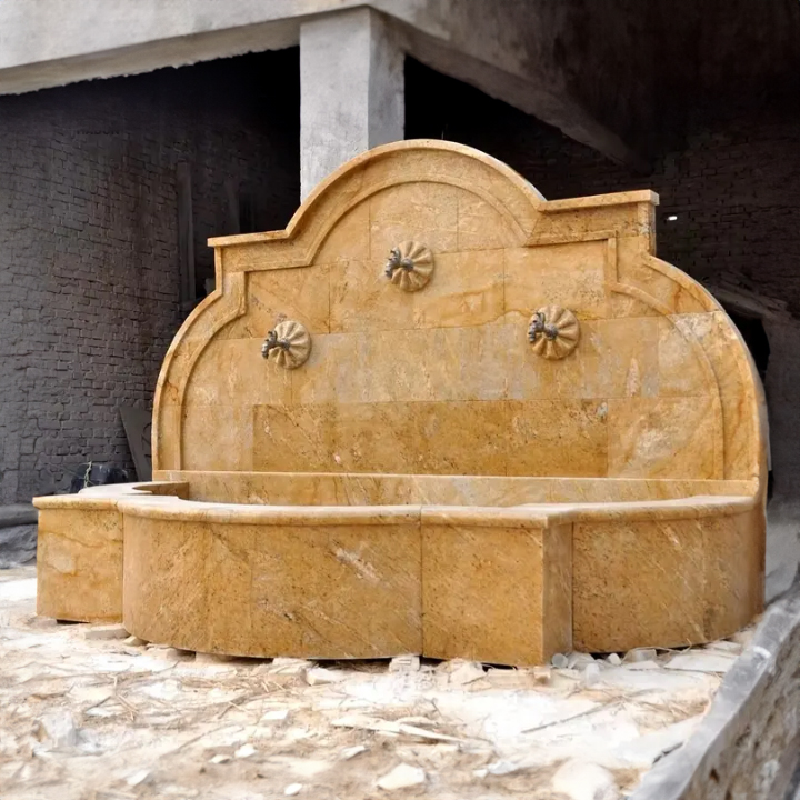 Tuscan stone outdoor wall fountains
