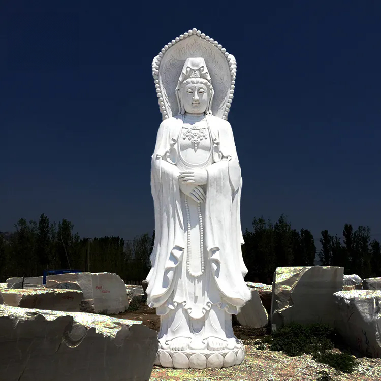 White Guanyin Statue marble Buddhist sculpture