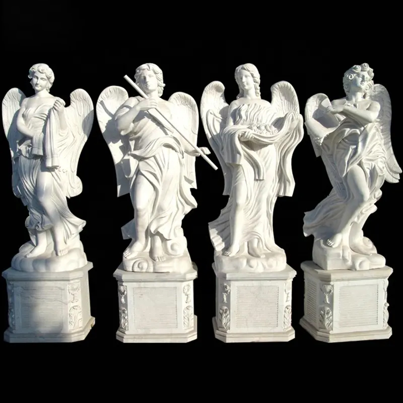 White Marble four Angel Statues for Sale
