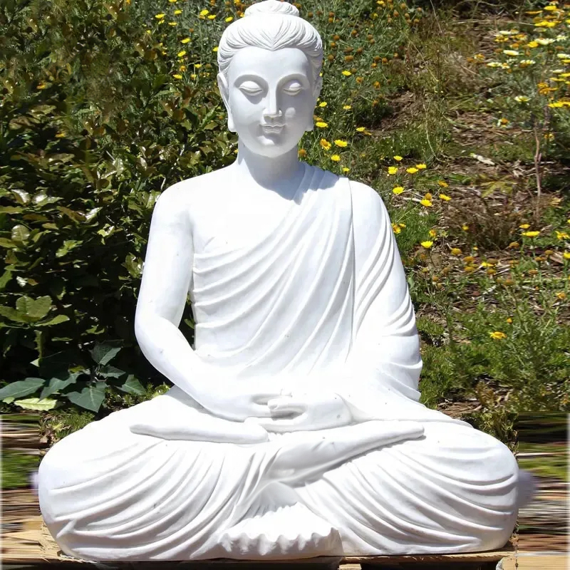White Sakyamuni Buddha Statue meditation pose