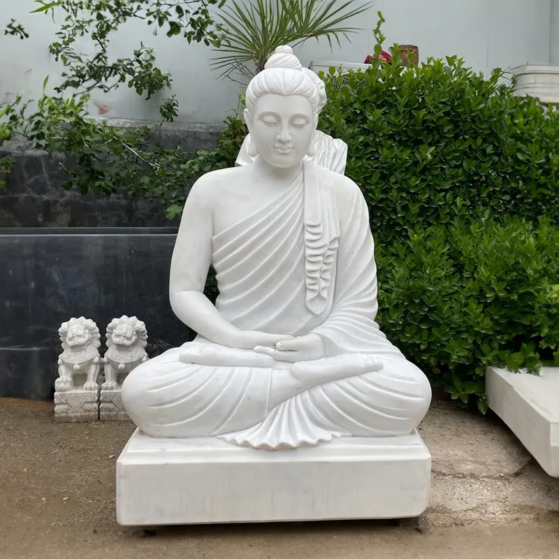 White marble Gautama Buddha Sculpture meditation