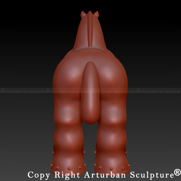 back view of 3D design of Fat Horse Sculpture