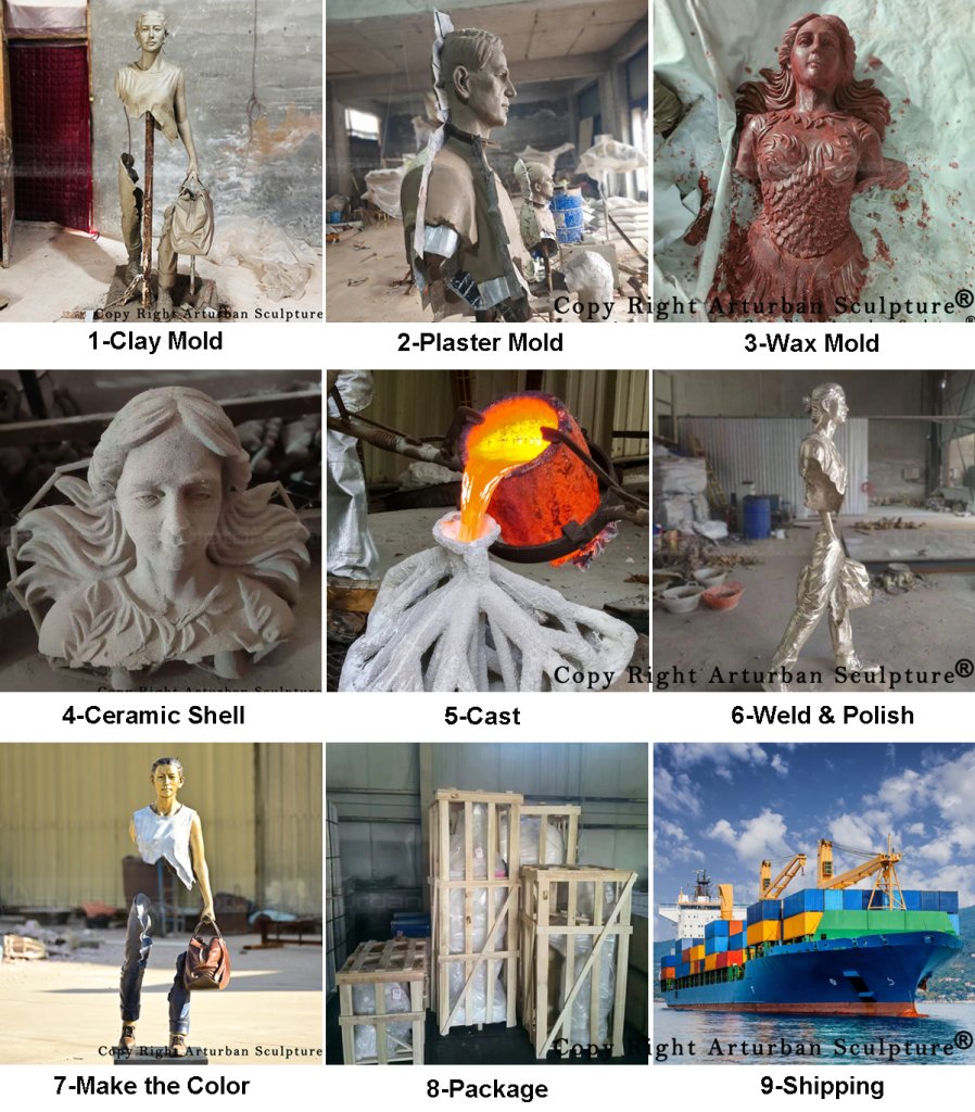 bronze the female traveler sculpture making process