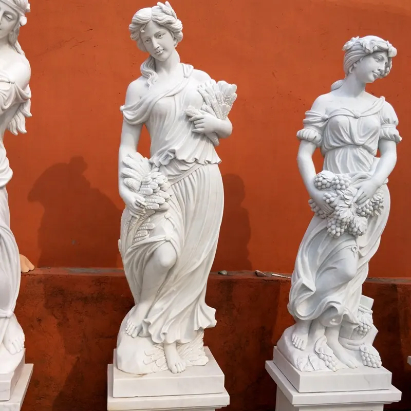 marble automn season goddess statue holding wheat sheaves