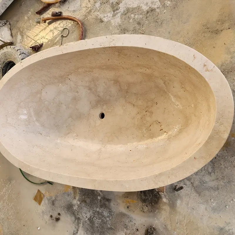 natural Marble Freestanding soaking bathtub