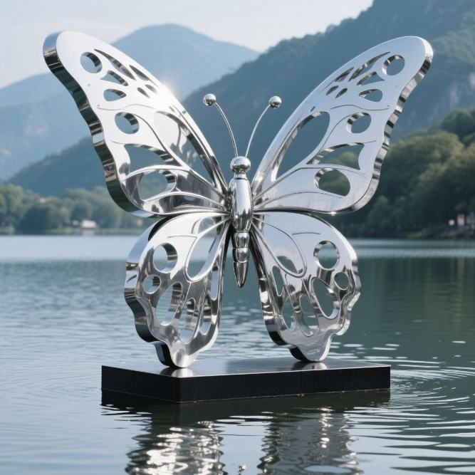 stainless steel butterfly garden sculpture