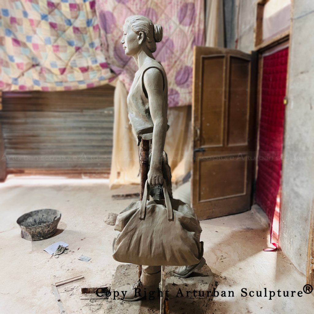 Fragmented female the traveler bronze sculpture front view