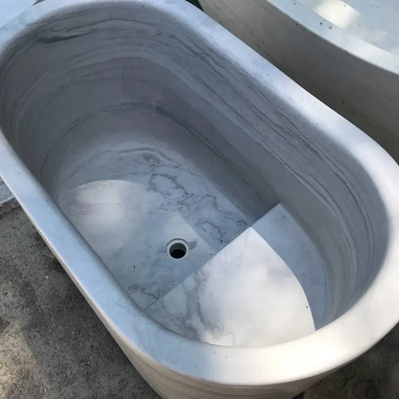 white marble Deep Oval Bathtub