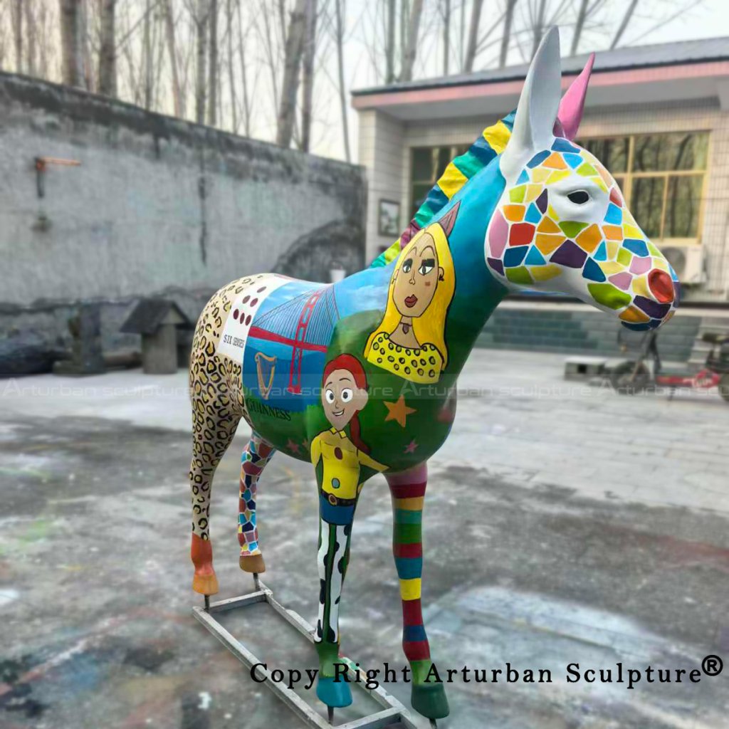 0-Artistic painted donkey statue front