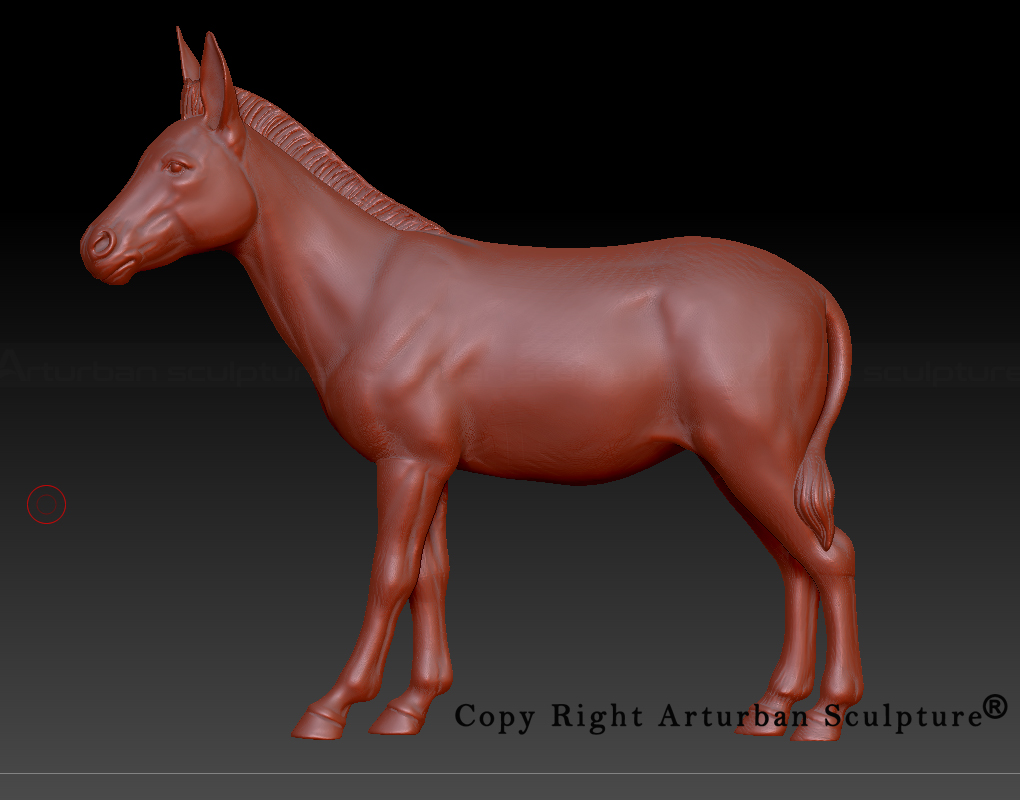 3D model Donkey Sculpture side view