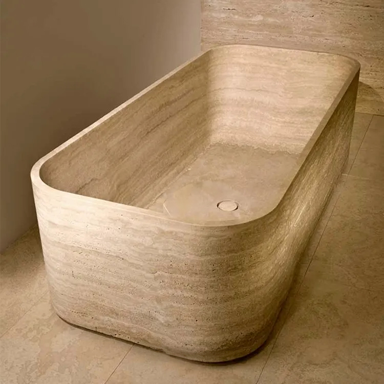 Beige Travertine Freestanding Tub