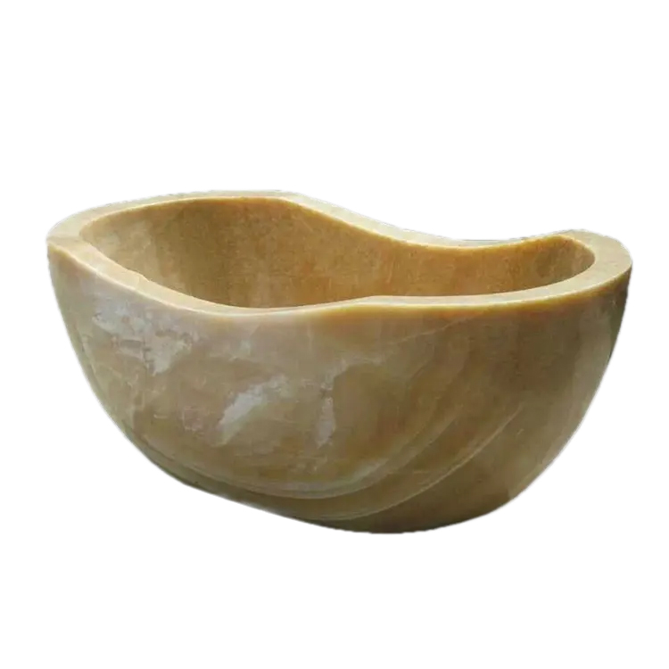 Beige marble Stone Stand Alone Tub