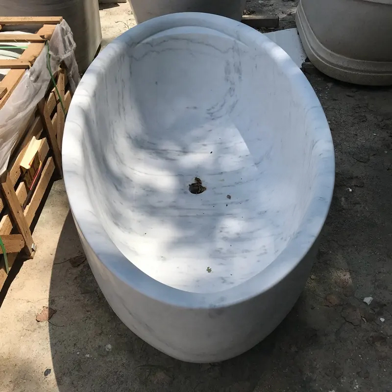 Deep Soaking Marble Tub top view