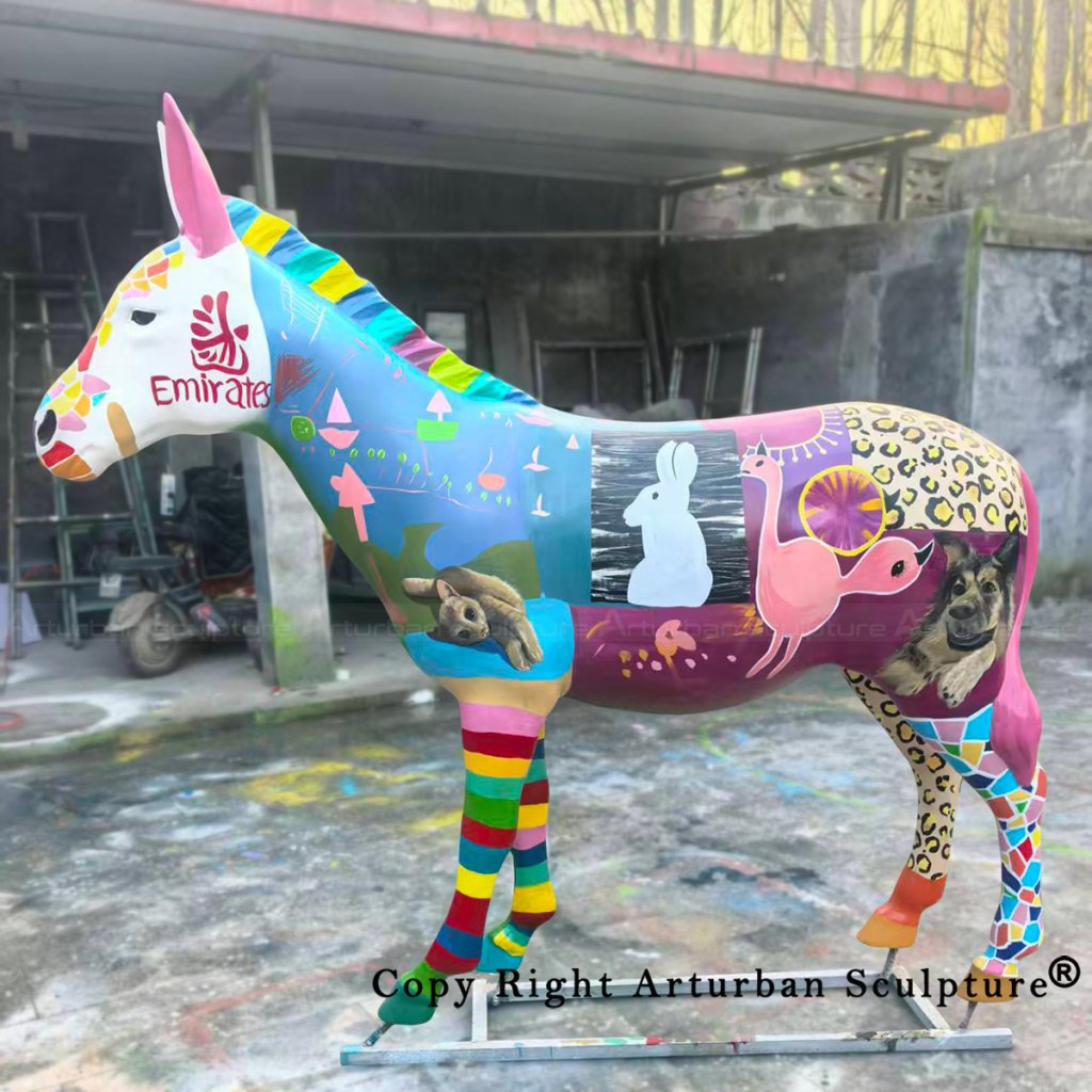 Finished colorful Donkey Sculpture artwork