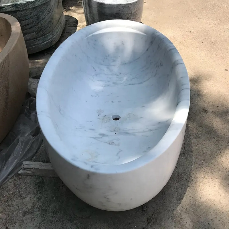 Freestanding Deep Soaking Marble Tub