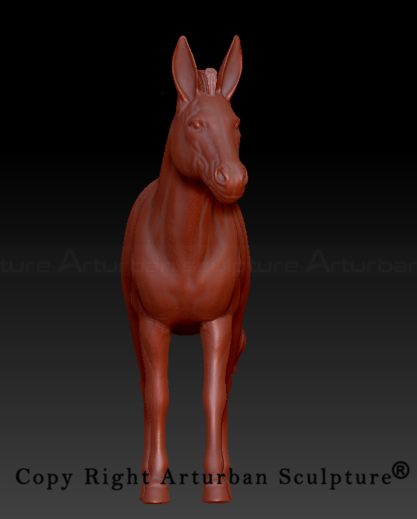 Front view Donkey Sculpture 3D design