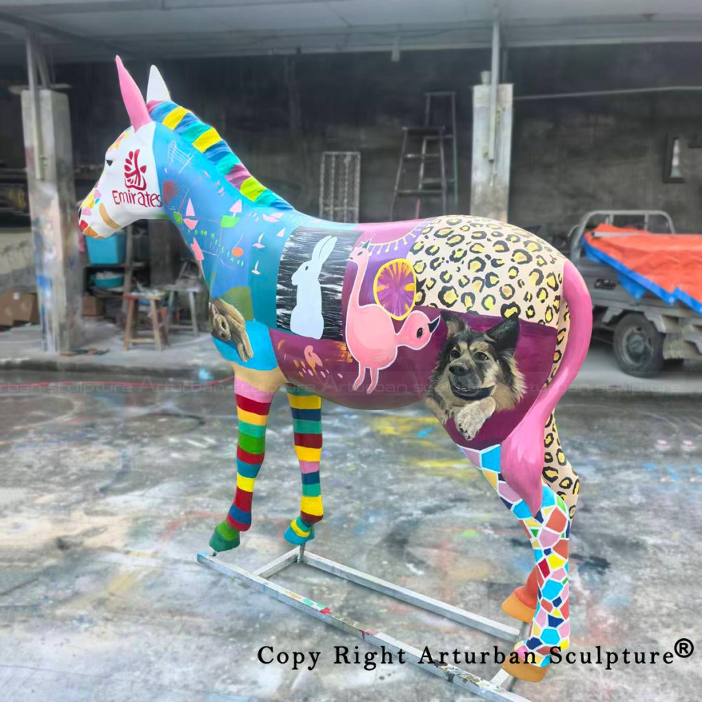 Hand painted Donkey Sculpture details