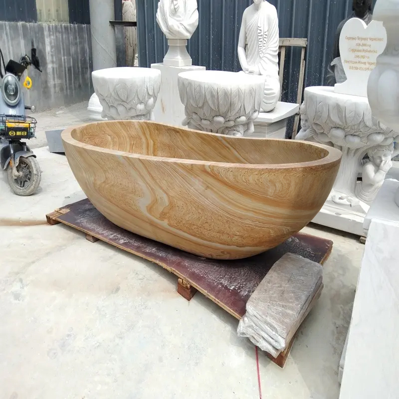 Handcrafted marble Modern Oval Bathtub