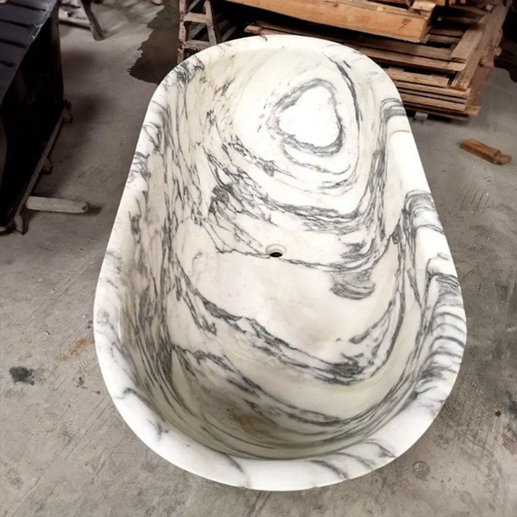 Large Oval Bathtub interior marble view