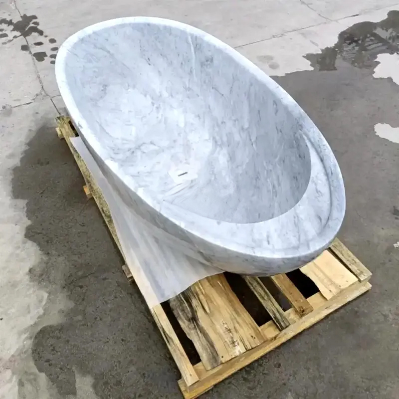 Luxury Freestanding Egg Shaped marble bathtub