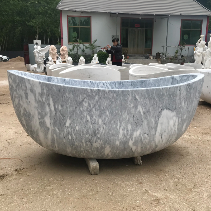 Luxury marble Bathtub with Curved Side