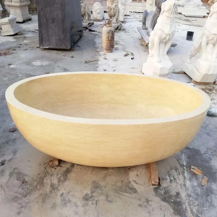 Modern Oval Bathtub carved marble design