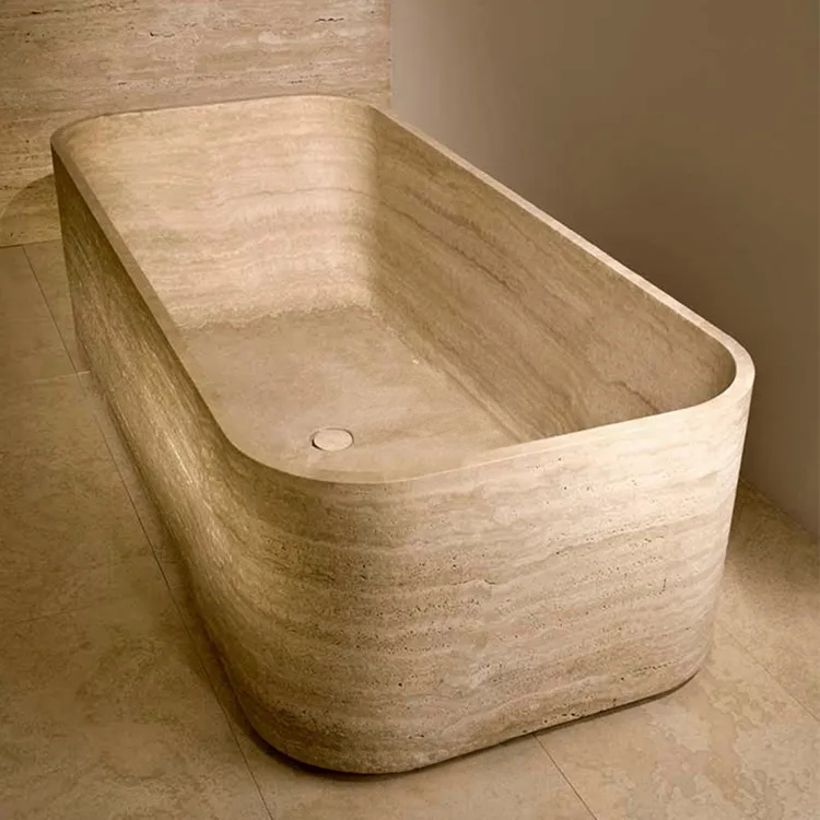 Modern Travertine Freestanding Tub