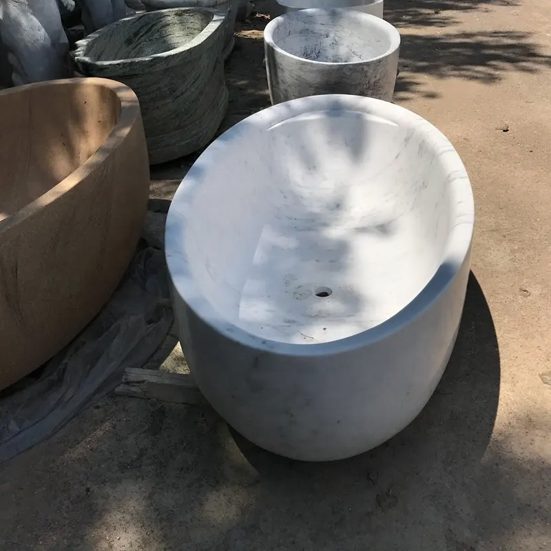 Oval Deep Soaking Marble Tub design