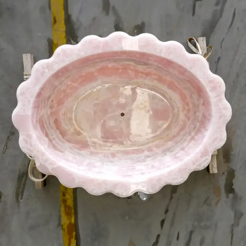 Oval Pink Countertop Basin top view