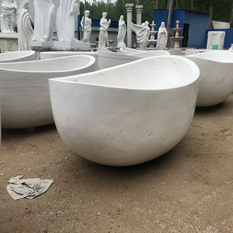 Oval marble Matt White Freestanding Bath