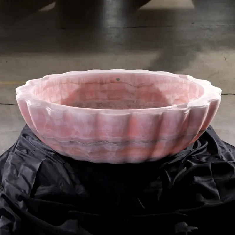 Polished Pink Countertop Basin profile angle