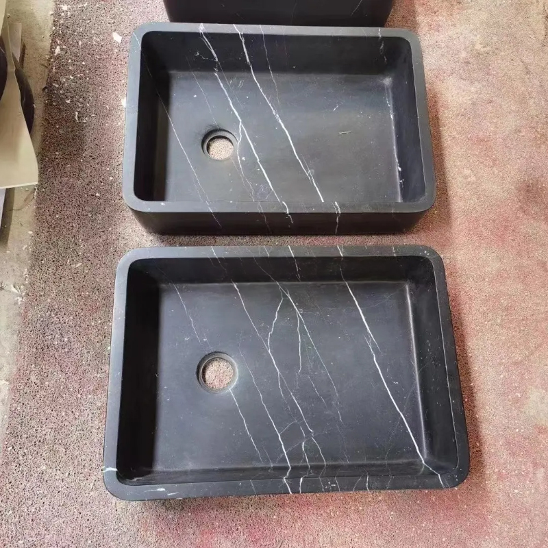 Rectangular Marble Vessel Sink black