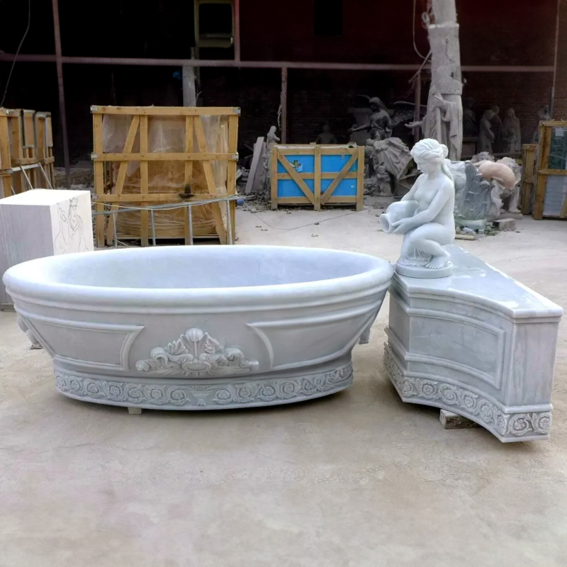 Relief marble Traditional Free Standing Bath