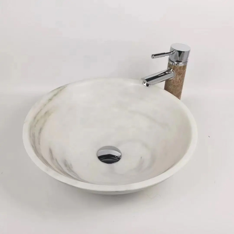 Round Marble Vessel Sink white