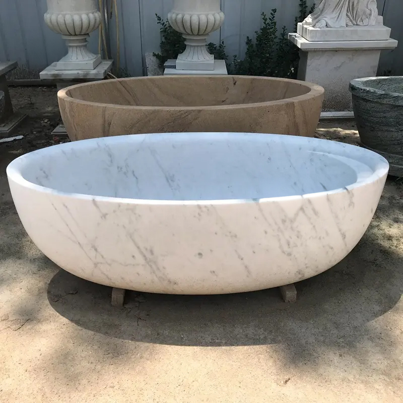 White Oval Tub marble freestanding bathtub