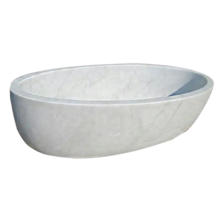 White marble Freestanding Egg Bath