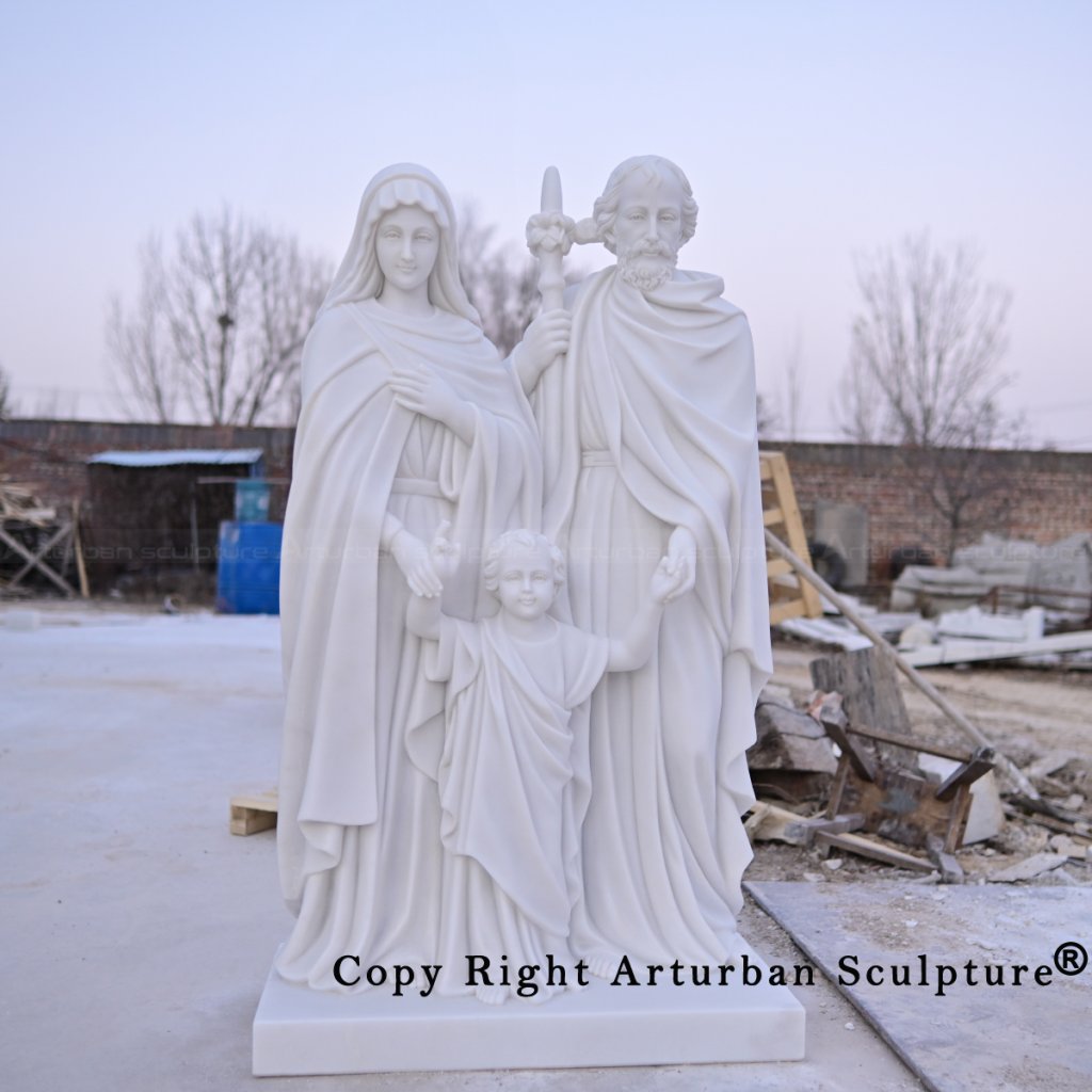 4-Marble Holy Family Sculpture front view