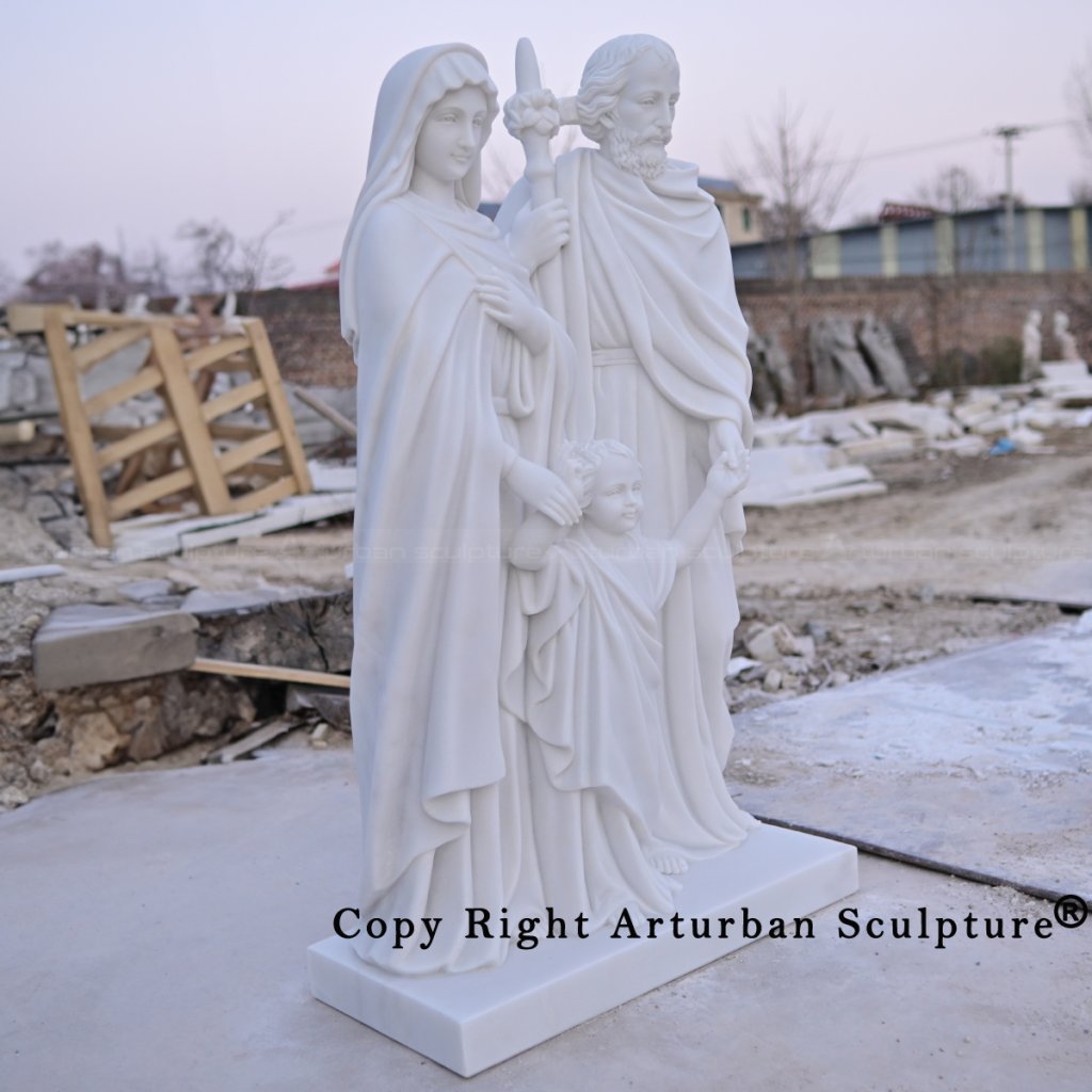 6-Marble Holy Family church statue side view