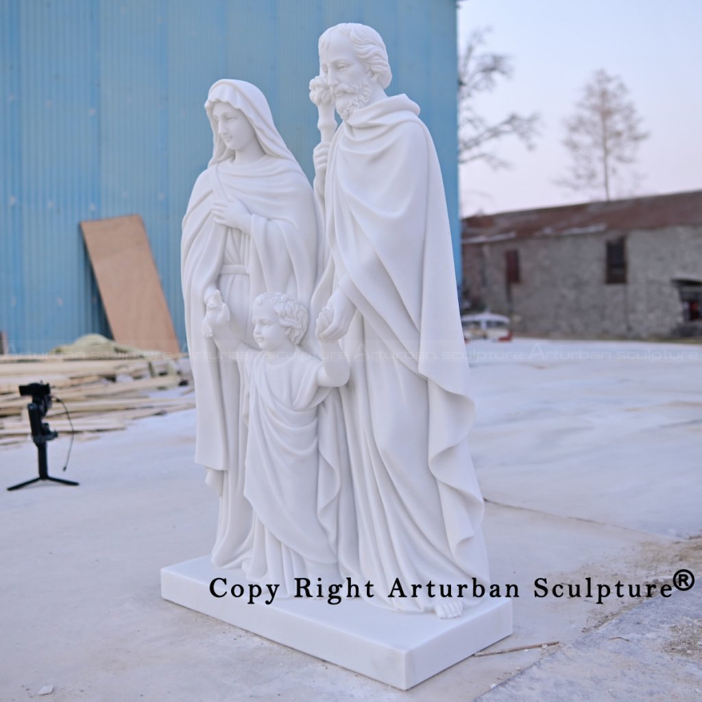 8-life size white marble Holy Family Statue