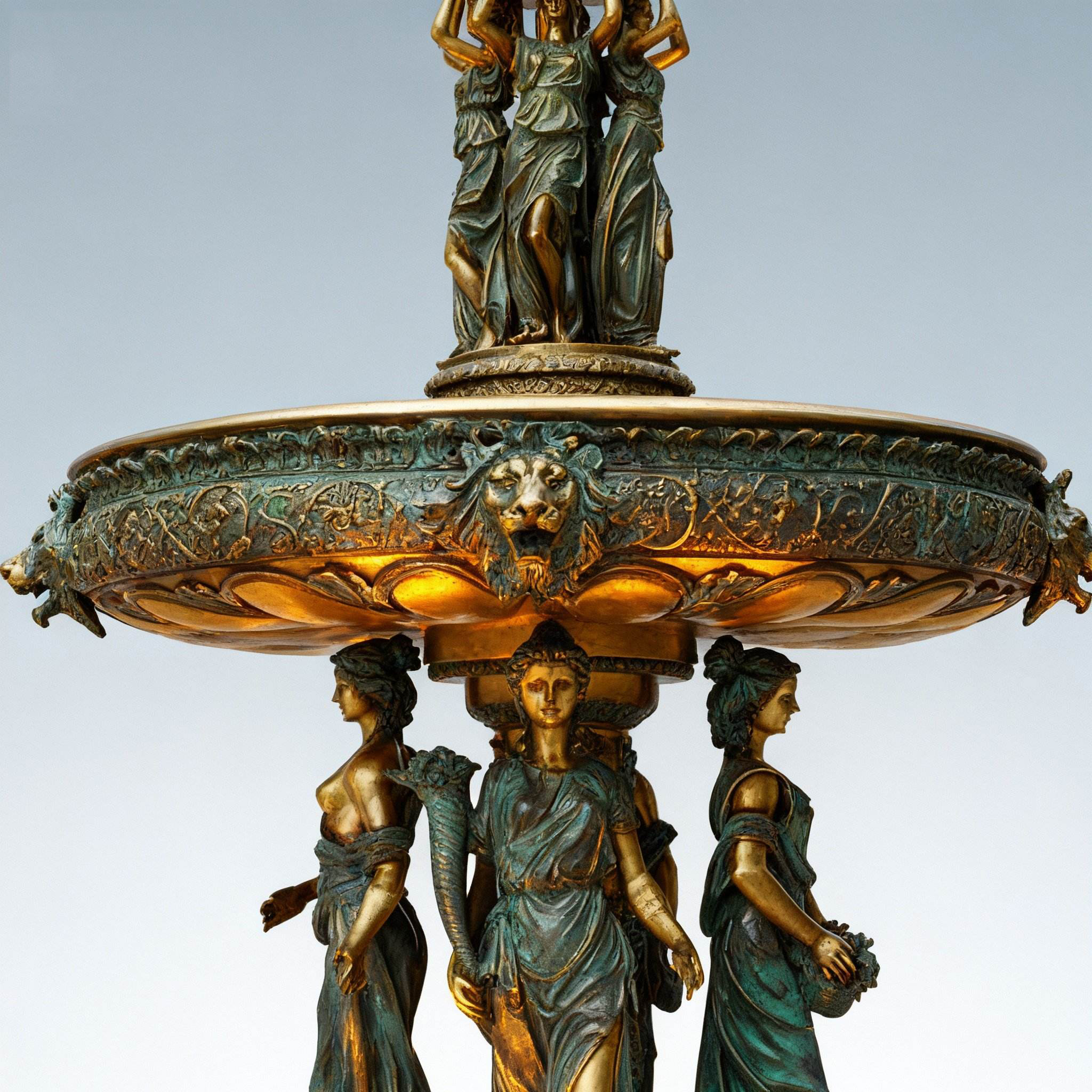 Antique bronze Grecian Lady Fountain